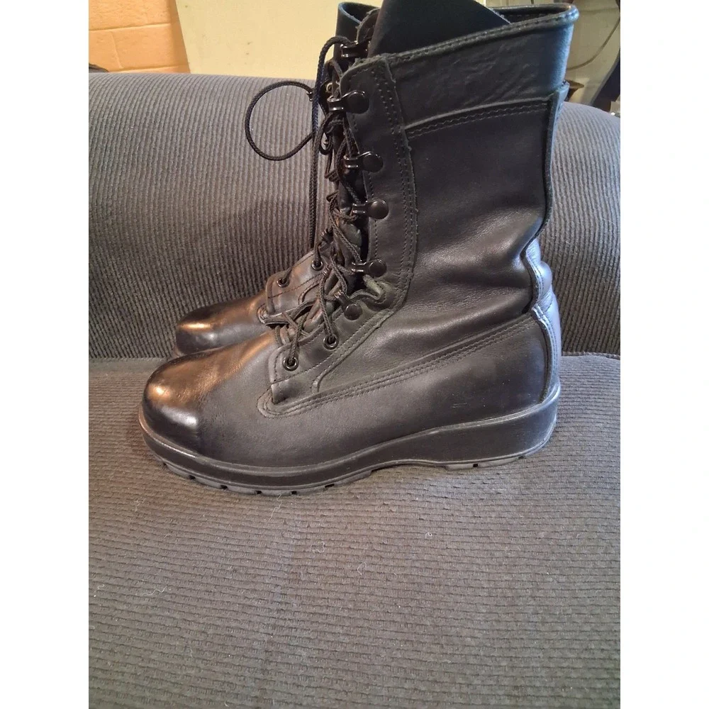 Belleville F360ST Black Leather Steel Toe Combat Boots Mens 9.5 W Vibram ST